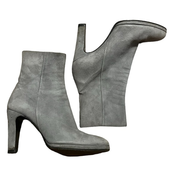 Barney’s New York Co-op gray suede side zip high heel short boot Made in Italy - Picture 1 of 8